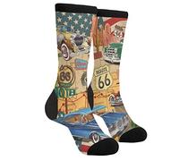 fifbird Chaussettes unisexes en forme de champignons pour la course à pied, chaussettes drôles pour homme et femme, Route 66, Taille unique