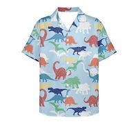 fifbird Chemise boutonnée à manches courtes pour homme, motif dinosaure, pour l'été, la plage, taille XL, Dinosaure bleu., 4XL