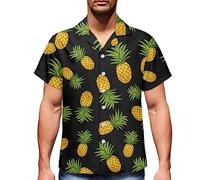 fifbird Chemise hawaïenne boutonnée à manches courtes pour homme Motif feuilles d'ananas tropicaux Taille 4XL, Ananas tropical., XXL