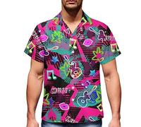 fifbird Chemise hawaïenne d'été à manches courtes pour homme Motif graffiti Taille 4XL, Graffiti de notation musicale, M