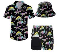 fifbird Ensemble chemise hawaïenne et short pour homme, Animaux fluo, M