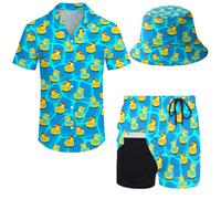 fifbird Ensemble chemise hawaïenne et short pour homme, Canards tropicaux, M