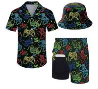 fifbird Ensemble de chemise et short pour homme années 80 et 90 avec chapeaux à bords larges, L