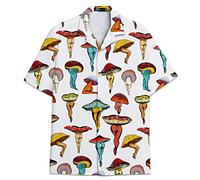 fifbird Funny Horse Chemise hawaïenne à manches courtes pour homme et femme, coupe décontractée, boutonnée, taille XL, Fût de champignon, L