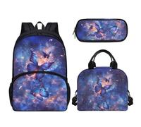 fifbird GalactButterfly C-633 Ensemble sac à dos 3 pièces avec trousse à déjeuner et boîte à crayons