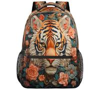 fifbird Grand sac à dos unisexe avec compartiment pour ordinateur portable, pour le travail, les voyages et l'école, le collège, Ti-ger couleur fleur, taille unique