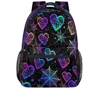 fifbird Grand sac à dos unisexe avec compartiment pour ordinateur portable, pour le travail, les voyages et l'école, le collège, Color-halloween Hear, taille unique