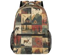 fifbird Grand sac à dos unisexe avec compartiment pour ordinateur portable, pour le travail, les voyages et l'école, le collège, Cerf de ferme coloré, taille unique