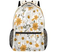 fifbird Grand sac à dos unisexe avec compartiment pour ordinateur portable, pour le travail, les voyages et l'école, le collège, Couleur : blanc, jaune D, taille unique