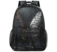fifbird Grand sac à dos unisexe avec compartiment pour ordinateur portable, pour le travail, les voyages et l'école, le collège, Couleur : papillon foncé, taille unique