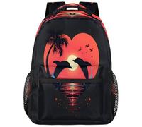 fifbird Grand sac à dos unisexe avec compartiment pour ordinateur portable, pour le travail, les voyages et l'école, le collège, Color-dauphin Sketch, taille unique