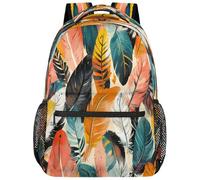 fifbird Grand sac à dos unisexe avec compartiment pour ordinateur portable, pour le travail, les voyages et l'école, le collège, Plume colorée, taille unique