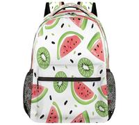 fifbird Grand sac à dos unisexe avec compartiment pour ordinateur portable, pour le travail, les voyages et l'école, le collège, Couleur pastèque Kiw, taille unique
