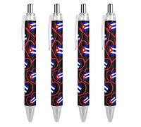 fifbird I Love Cuba Lot de 4 stylos à bille rétractables à pointe fine avec corps rond pour ordinateur portable, écriture, travail de bureau, encre noire 0,55 mm