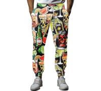 fifbird Pantalon de survêtement amusant des années 80 pour homme, pantalon de jogging athlétique, taille élastique, décontracté, XL, Alcool Party Beer Pizza, 34-37