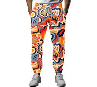 fifbird Pantalon de survêtement amusant des années 80 pour homme, pantalon de jogging athlétique, taille élastique, décontracté, XL, Fleur psychédélique hippie années 70, 34-37