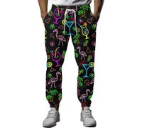 fifbird Pantalon de survêtement amusant des années 80 pour homme, pantalon de jogging athlétique, taille élastique, décontracté, XL, 80s Neon Beer Disco, 41-44.5