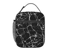 fifbird Sac à déjeuner isotherme avec fermeture sécurisée - Motif marbre noir