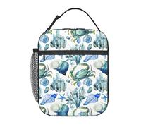 fifbird Sac à déjeuner isotherme avec imprimé conque de crabe, sac isotherme portable avec fermeture sécurisée