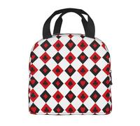 fifbird Sac à déjeuner isotherme portable - Grande capacité - Rouge et noir - Grande capacité - Réutilisable - Pour le travail, le pique-nique, l'école - Adultes