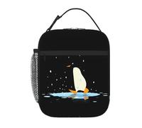 fifbird Sac à déjeuner isotherme portable, motif pingouin marchant dans une flaque d'eau, sac à déjeuner réutilisable, durable, pour homme et femme, facile à transporter
