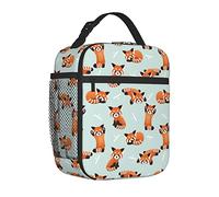 fifbird Sac à déjeuner isotherme réutilisable avec poignée pour bureau/randonnée/camping/pique-nique/plage Motif panda rouge