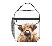 fifbird Sac à déjeuner isotherme réutilisable pour adultes Motif vache Highland portrait