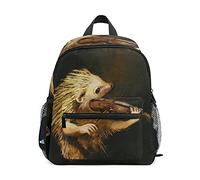 fifbird Sac à dos léger de 30,5 cm, motif hérisson, violon, peinture artistique, cartable et porte-bouteille, sac à dos léger pour maternelle, Multicolore-1052, taille unique