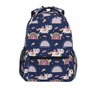 fifbird Sac à dos unisexe avec renard mignon fleurs d'automne pour ordinateur portable, école, voyage, sac à dos pour affaires, motif licornes mignonnes arc-en-ciel, étoiles, bleu marine, cartable