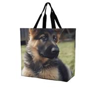 fifbird Sacs à provisions, sacs à provisions imprimés chiot berger allemand, sacs à provisions durables, sacs à provisions pliables, sacs à provisions portables, chiot berger allemand, 40 x 40 x 16