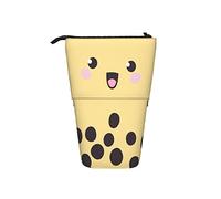 fifbird Trousse à crayons avec motif mignon de thé aux bulles jaune - Design créatif - Jolie peinture pour étudiants - Trousse de maquillage légère pour filles - Porte-stylo personnalisé pour garçons