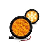 FIFHSKFH feux arrière voiture 2 pièces 4 pouces rond 10 feux arrière remorque LED tourner arrêt frein cheval lumière pour véhicules bateau RV Semi camion à plat camping-car Feux de recul(Amber)