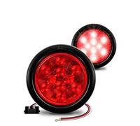 FIFHSKFH feux arrière voiture 2 pièces 4 pouces rond 10 feux arrière remorque LED tourner arrêt frein cheval lumière pour véhicules bateau RV Semi camion à plat camping-car Feux de recul(Rouge)