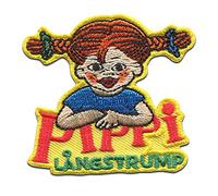 Fifi Brindacier avec logo - Ecusson thermocollant patches appliques, Taille: 6 x 5,5 cm
