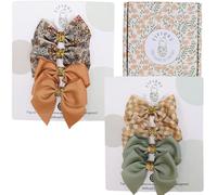 Fifi & Ry Nœuds à cheveux faits à la main de qualité supérieure pour tout-petits et bébés | Nœuds à cheveux double doublure en attente de brevet pour filles | Coffret cadeau inclus (pastels d'automne,