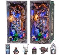 Fifijoy Kit de Maison de Poupée - Atlantis Kit de Maison de Poupée Miniature à Assembler pour Adultes et Adolescents, Support de Livre en Bois 3D avec Éclairage LED, Décoration de Bibliothèque, Cadeau