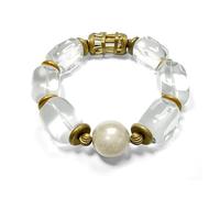 FIFILARY Bracelets de cristal,Bracelet stretch de pierres précieuses fait à la main Méditation Cristal blanc et Quartz fantôme multicouche protégeant la santé et la beauté