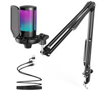 FIFINE A6T Kit de microphone de jeu USB Plug & Play pour PC, PS4/5, microphone cardioïde à condensateur avec bouton muet, gain de volume, RVB, support, pour streaming, discord, Twitch, vidéo, YouTube