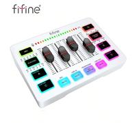 FIFINE Audio Mixer, Gaming Streaming RGB PC Mixer Avec 4 canaux / XLR Microphone Interface / Alimentation fantôme 48V / Fader de volume / Effet sonore personnalisé / Bouton de sourdine, Mixer audio po