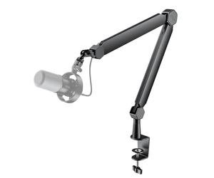 FIFINE BM66 Bras de micro avec canal de gestion des câbles, entièrement réglable, support de micro en métal robuste avec pince de fixation de bureau pour enregistrement de podcast, bureau à domicile