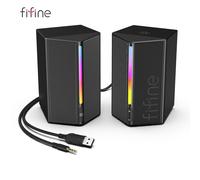 FIFINE - boîte de son de jeu avec son Surround stéréo, haut-parleur USB RGB avec contrôle Vol pour PC, ordinateur, PS4/5, TV-Ampligame A20 A20-BR