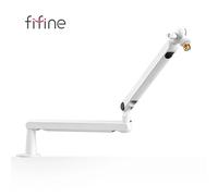 FIFINE Bras de flèche de microphone, bras de micro réglable à profil bas avec pince de montage sur bureau, rangement de câble pour le streaming de jeux-blanc BM88W BM88