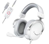 FIFINE - casque de jeu USB avec son Surround 7.1/prise 3.5mm/Microphone, casque filaire sur l'oreille pour PC PS4/5 Xbox Ampligame H9W BLANC
