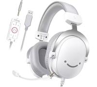 FIFINE Casque Gamer PC, Casque Gaming avec Micro pour PS4 PS5 Xbox Switch, avec Son Surround 7.1, Prise Casque 3,5 mm, Blanc