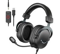 Fifine Casque Over-Ear Gaming Headset avec micro amovible Casque USB avec câble