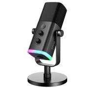 FIFINE Dynamic Microphone USB/XLR avec Mute Tactile, Prise Casque et Contrôles I/O Ampligame AM8 - Noir