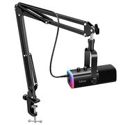 FIFINE Ensemble de microphones de jeu XLR/USB, micro dynamique PC pour streaming, podcast, kit de micro RVB d'ordinateur avec support de perche, bouton de sourdine, prise casque, pour enregistrer la