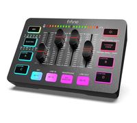 FIFINE Gaming Audio Mixer PC, Table de Mixage avec Carte Son pour Micro XLR