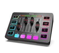 FIFINE Gaming Audio Mixer, Streaming RGB PC Mixer avec Interface Microphone XLR, Contrôle Individuel, Contrôle de Volume, Bouton de Mute, Alimentation Fantôme 48V, pour Podcast Enregistrement