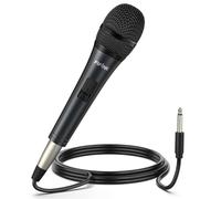 Fifine K6 Microphone de karaoké Vocal Dynamique pour Haut-Parleur, Microphone Filaire de 6,35 mm avec Interrupteur Marche/arrêt et câble Amovible de 37 cm